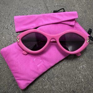 Emilio Pucci Oval Sunglasses in Shiny Fuchsia & Smoke Pink